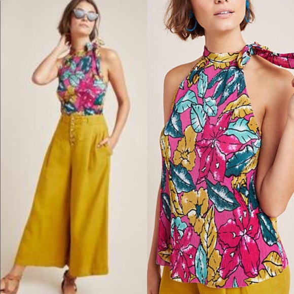Anthropologie Tops - NWT Anthropologie Glocester Floral Halter Neck Top